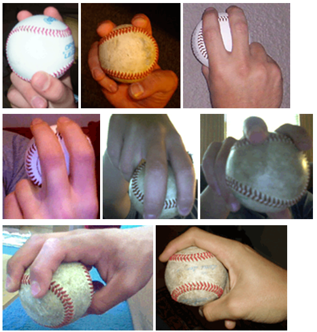 Four-seam fastball grip images